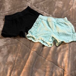 Girls 365 Kids Elastic Cotton Lace Pull On Shorts 2 for 1 size 7 mint and black